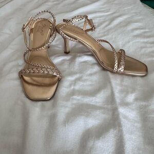 Jewel Badgley Mischka Gold Braided Heels